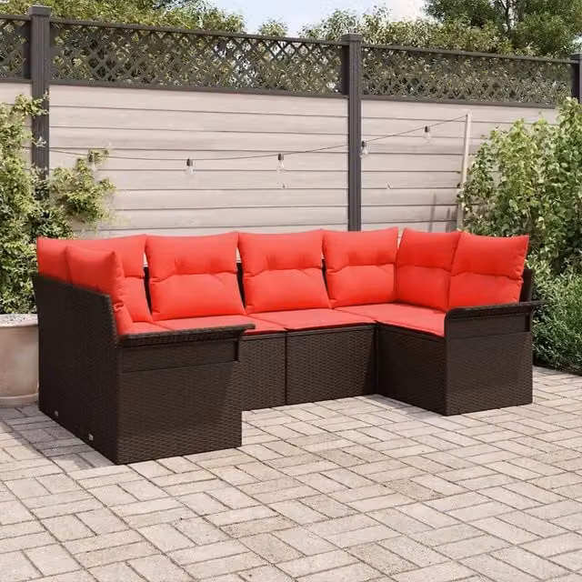 Set Divano da Giardino 6 pz Marrone Poly Rattan 3354173