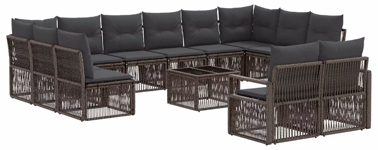 Set Divano da Giardino 13 pcs Grigio polyrattan
