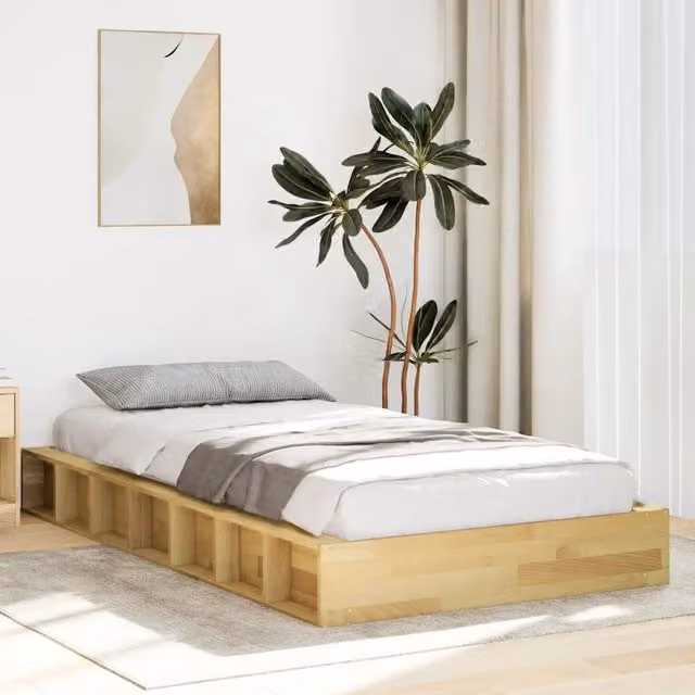 Struttura Letto in Legno Massello di Rovere vidaXL con Compartimenti Laterali e Doghe Fisse, Colore Marrone, L/P/H: 200 x 80 x 98 cm – 1