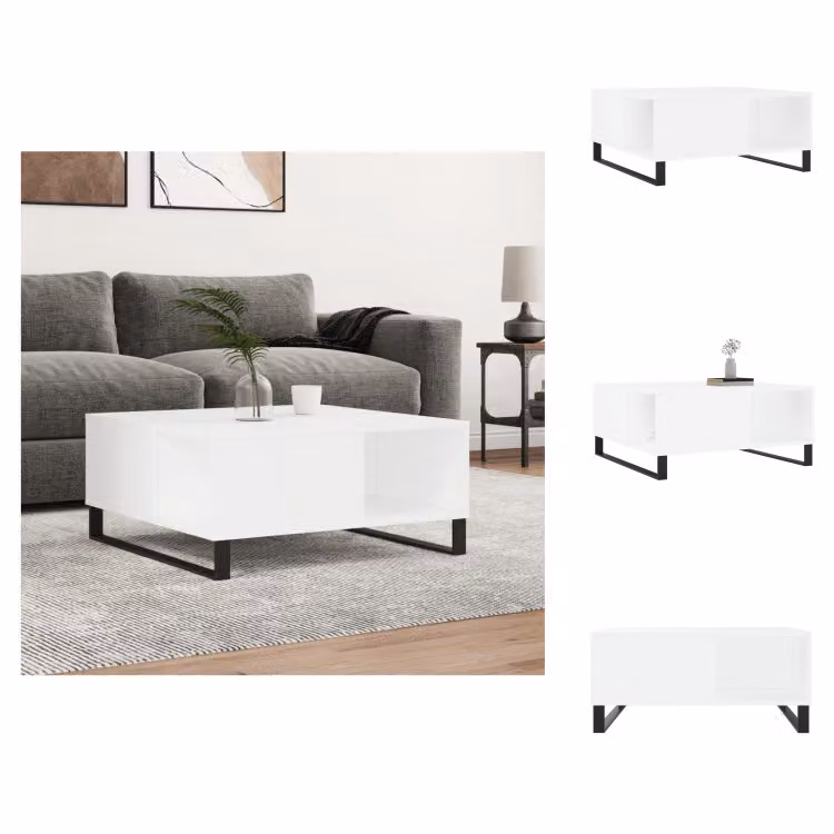 vidaXL Tavolino bianco 80x80x36,5 cm in legno - Tavolini da caffè