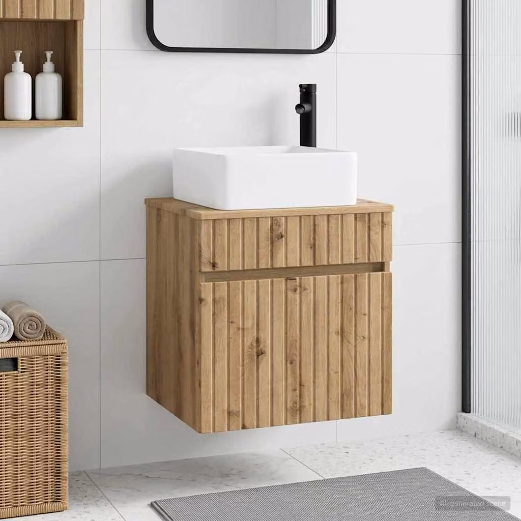 Mobile lavabo da parete vidaXL in rovere moderno, L 49 cm x P 41 cm x H 63 cm