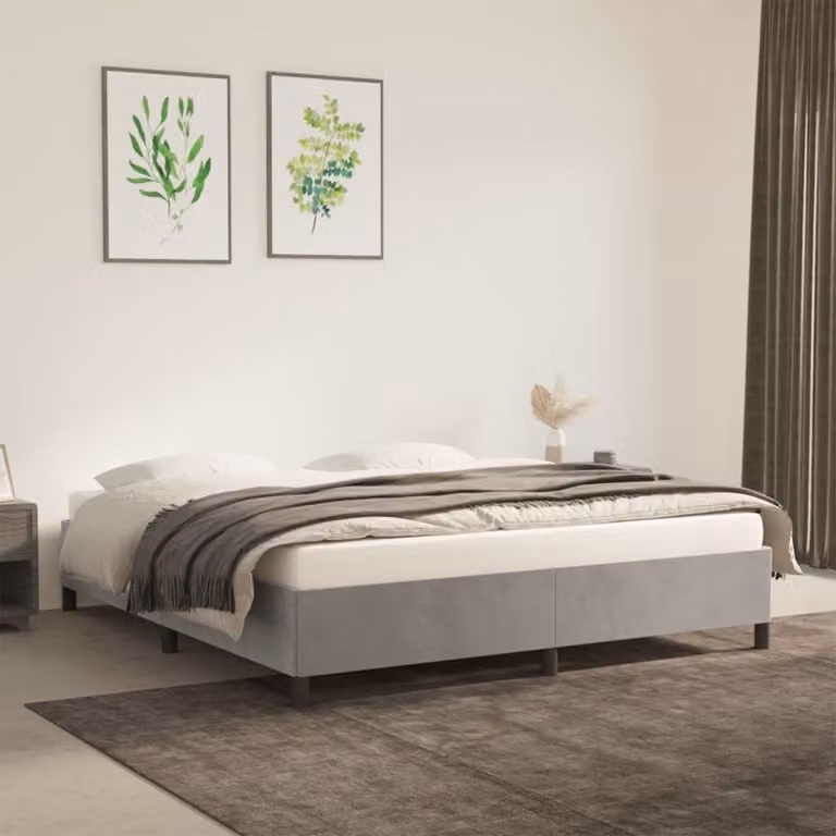 The Living Store Struttura letto grigio chiaro 160x200 cm in velluto
