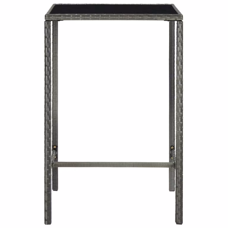 Tavolo da Bar da Giardino Grigio 70x70x110 cm Polyrattan Vetro