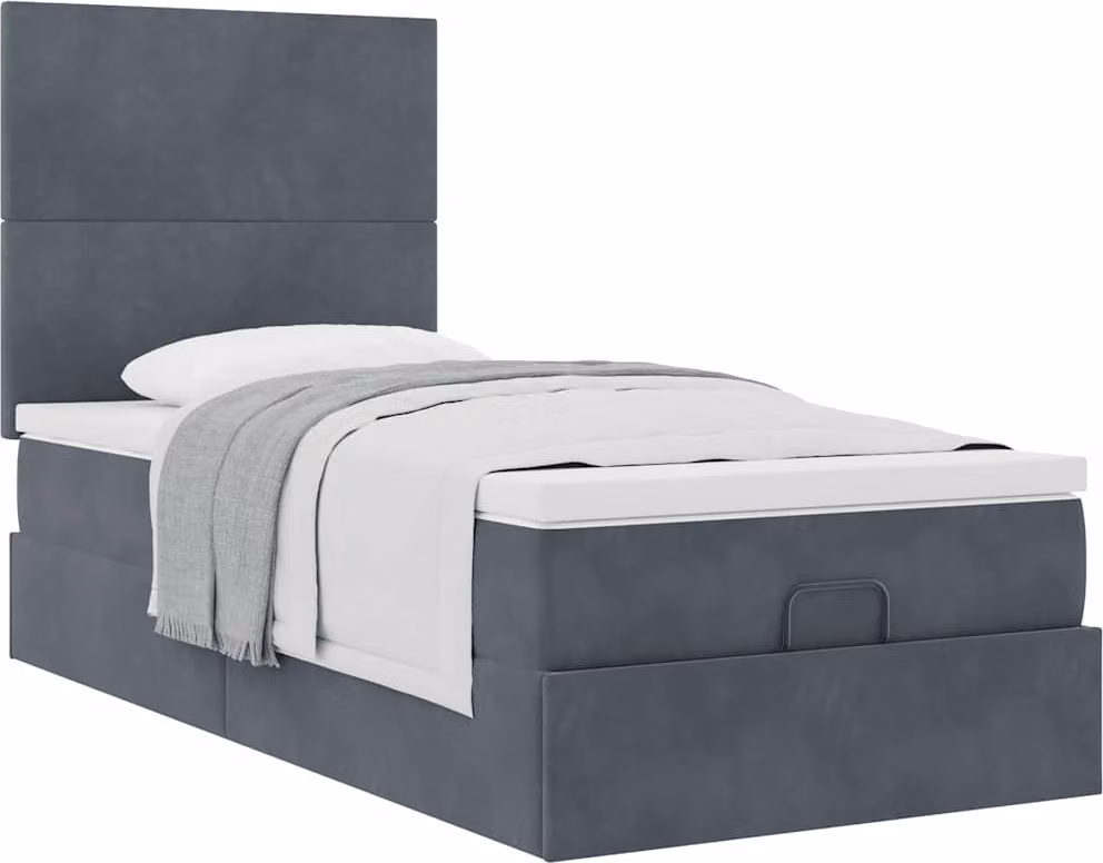 Struttura Letto Pouf con Materassi 100x200 cm Velluto