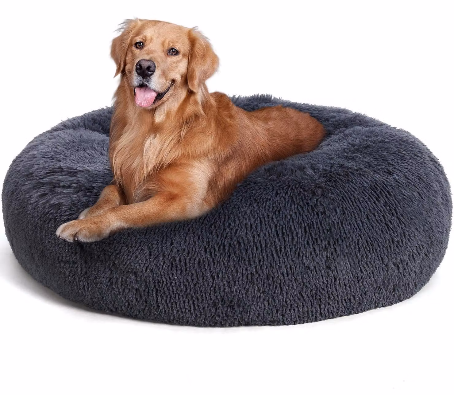 Cuccia ortopedica per cani, forma rotonda - Cesto a forma di ciambella lavabile per gatti - Diametro 100 cm, colore grigio scuro