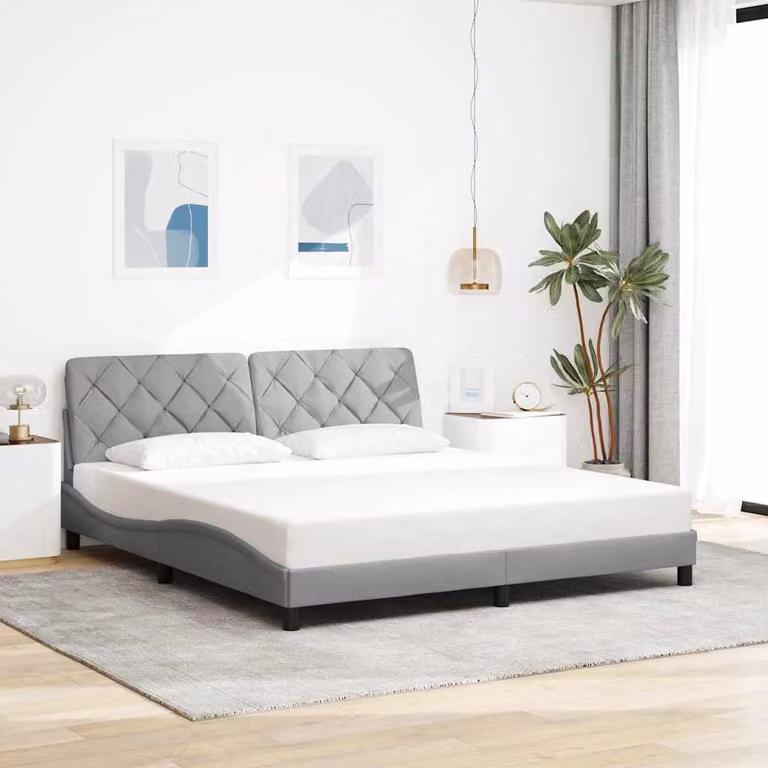 vidaXL Giroletto senza Materasso in Tessuto Grigio L/P/H: 180 x 200 x 74,5 cm