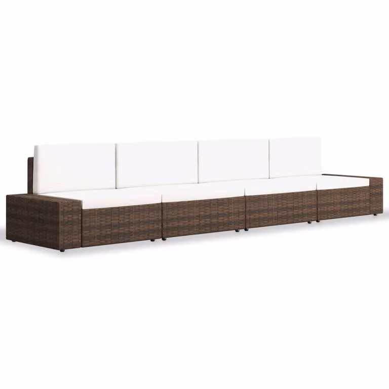 Set Divani da Giardino 4 pz in Polyrattan Marrone