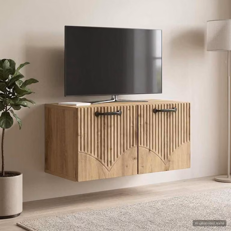 vidaXL Mobile Porta TV da Muro Moderno in Rovere, L: 59,5 cm, P: 31 cm, H: 30 cm