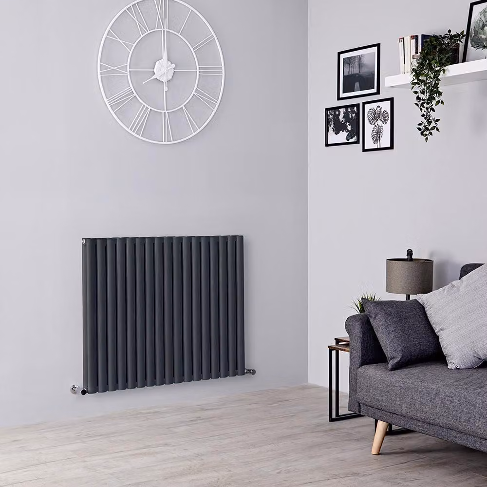 Radiatore Orizzontale Doppio Design Antracite 800x1000mm 1510W - Alta Potenza - Stile Moderno