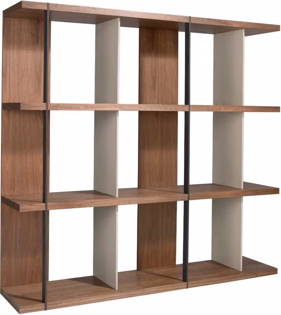 Ripiano Angel Cerdá in legno di noce e grigio con struttura in metallo per soggiorno o ufficio L: 170 cm, P: 40 cm, H: 40 cm