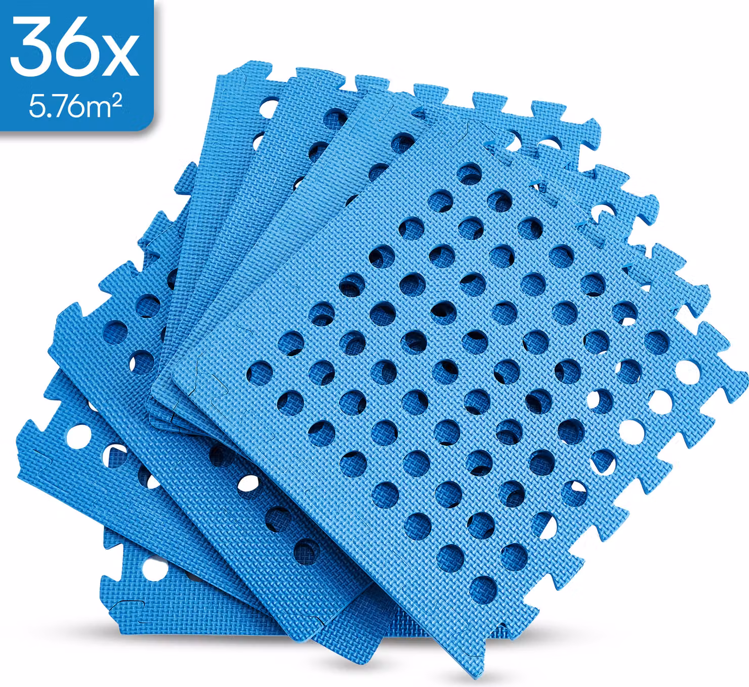 Meisterhome Set da 36 tappetini protettivi per piscina - Tappetini per piscina - Tappetini protettivi per il pavimento della piscina - 40 x 40 x 1 cm - Idromassaggio, piscina per bambini – Blu