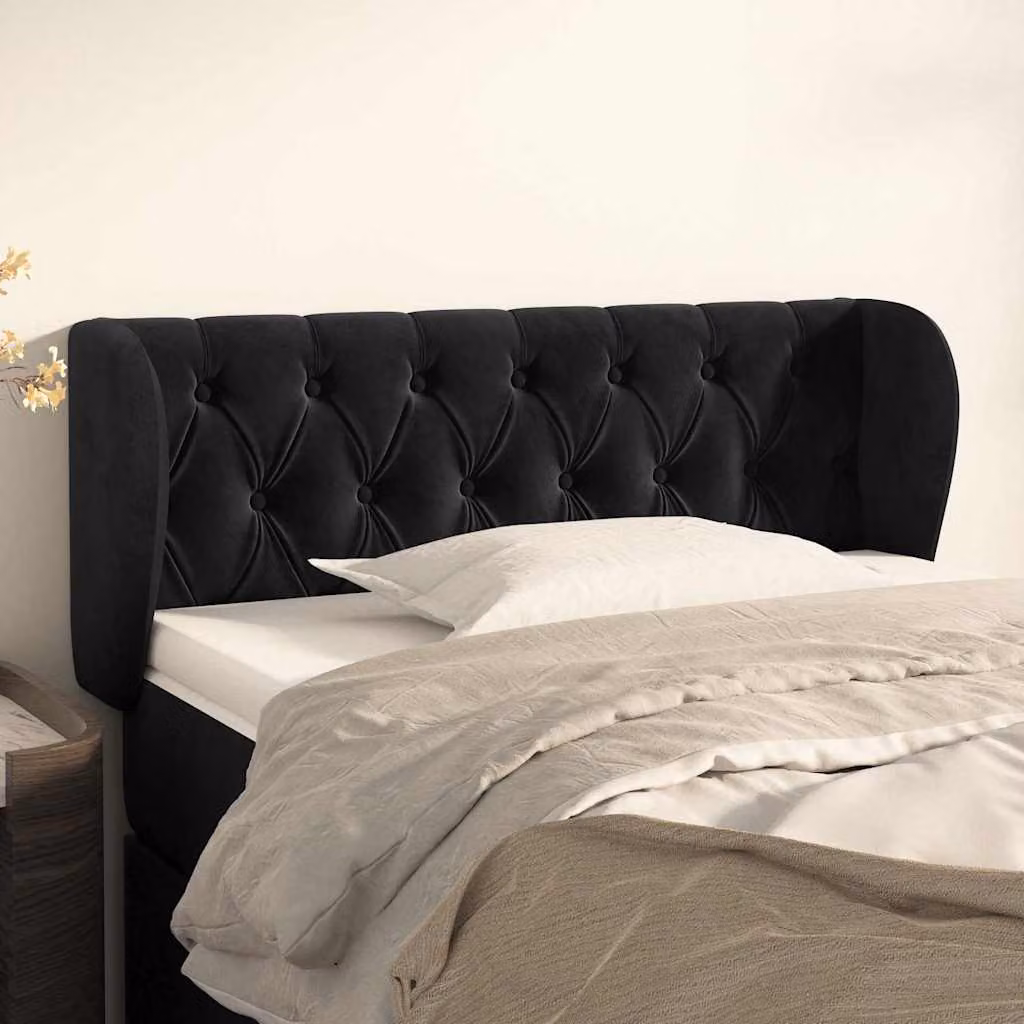 Testiera ad orecchio vidaXL in velluto nero L: 103 cm, P: 23 cm, H: 78-88 cm