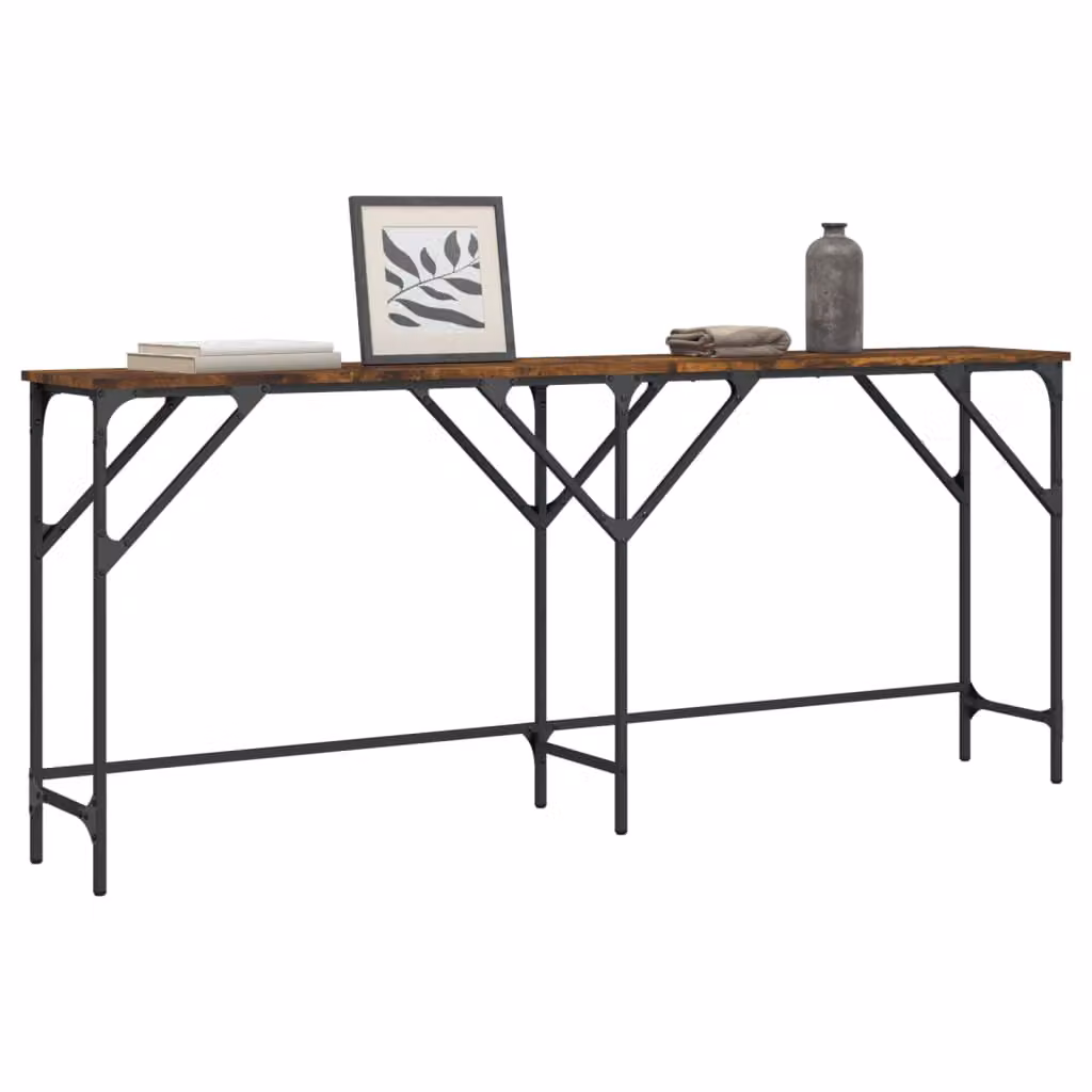 vidaXL Tavolo Consolle in Legno e Metallo Rovere Fumo, L 180 x P 29 x H 75 cm