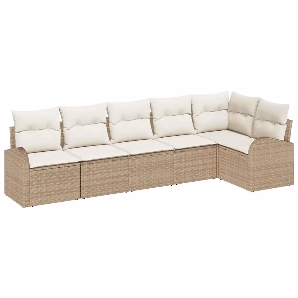 Set Divano da Giardino a L vidaXL in Polyrattan con Cuscini Beige e Bianco – 2