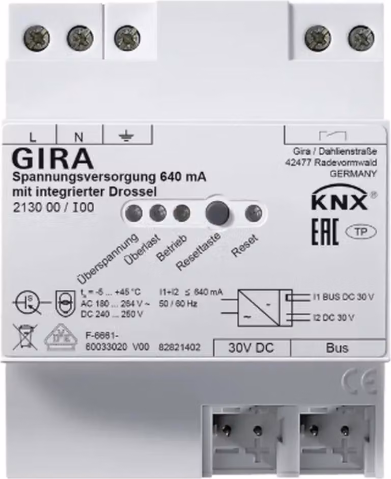 Alimentatore Gira 640 mA induttanza KNX R EG, 1 pz.