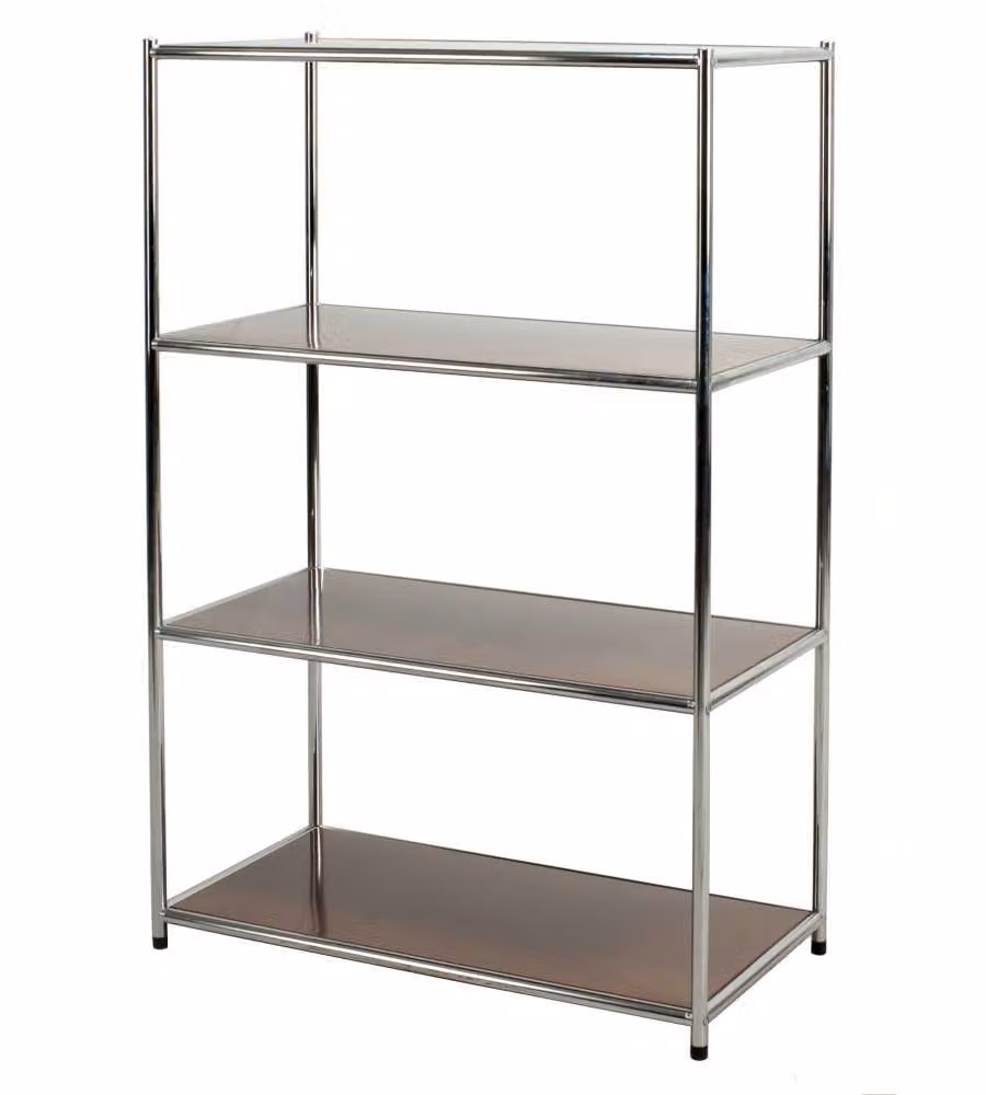 Libreria metallica Serena Group cromata con 4 ripiani marroni regolabili L 80 cm, P 40 cm, H 120 cm