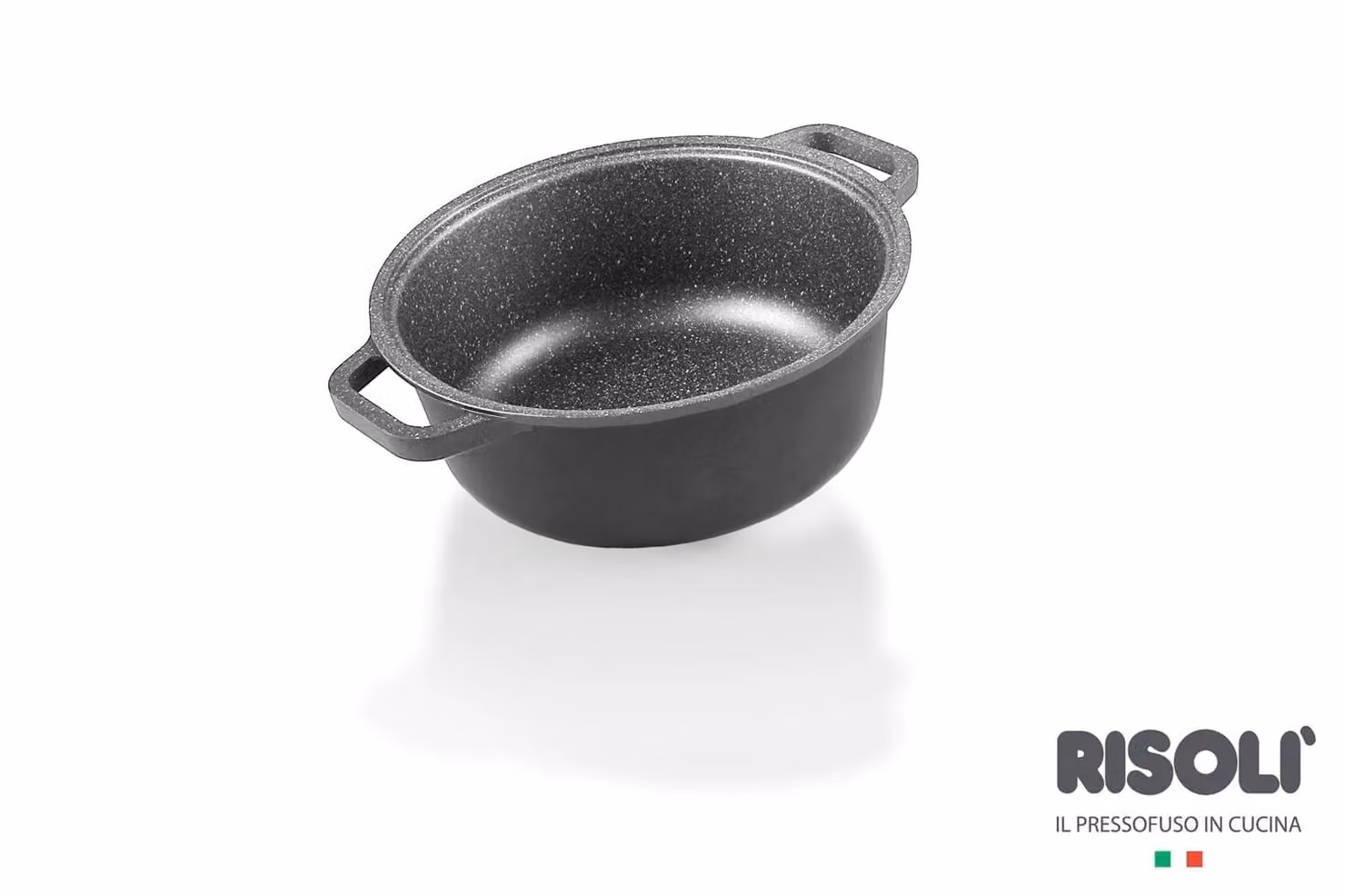 Casseruola Granito Hard Stone in alluminio pressofuso con due maniglie e due presine, diam. 20cm
