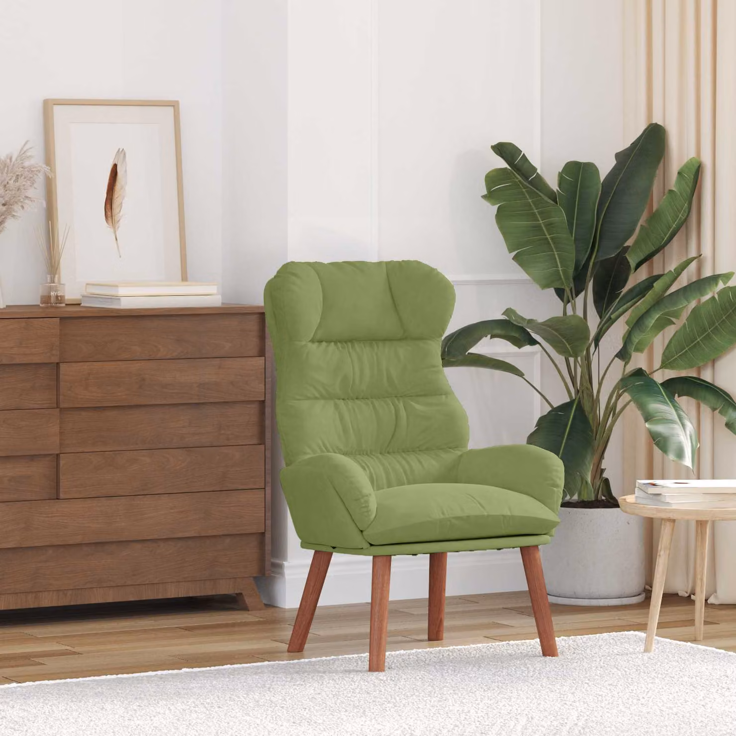 Poltrona moderna vidaXL in velluto verde con braccioli, L: 69 cm, P: 74 cm, H: 93 cm