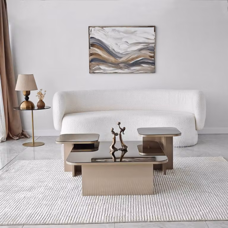 Skye Decor, Jazz - Beige, Bronzo, Tavolini da salotto, Beige, 80 x 30 x 80 cm