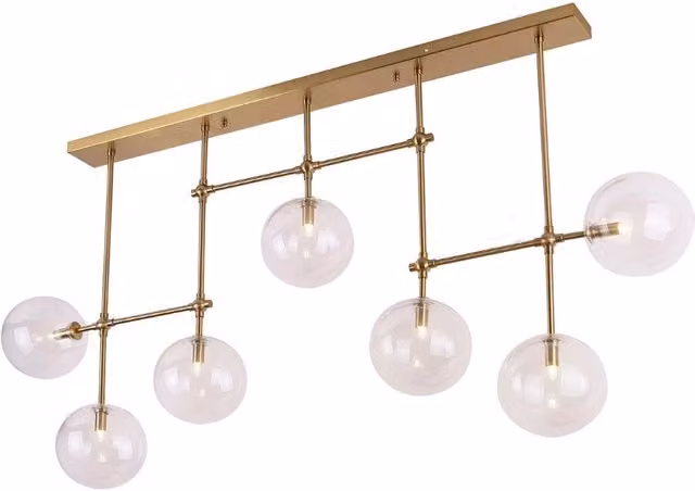 Lampada soffitto lineare ottone 7 sfere vetro G9 Maxlight