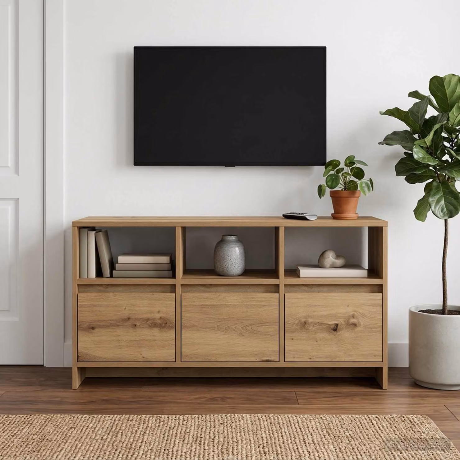 Mobile TV vidaXL in Rovere Artigianale con Ruote, L 102 cm x P 37,5 cm x H 52,5 cm