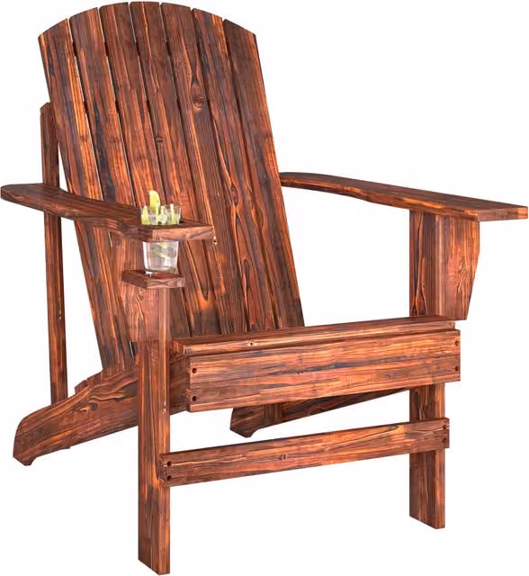 Sedia da giardino Minimal in legno di abete con braccioli, Marrone, H 95 x L 72 x P 93 cm