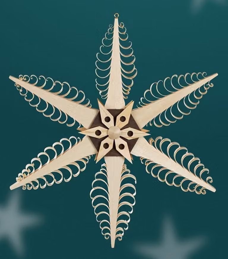 Ornamento per finestra con stella in legno al centro (entrambi i lati) LxAxP=24x24x2,5 cm NUOVO