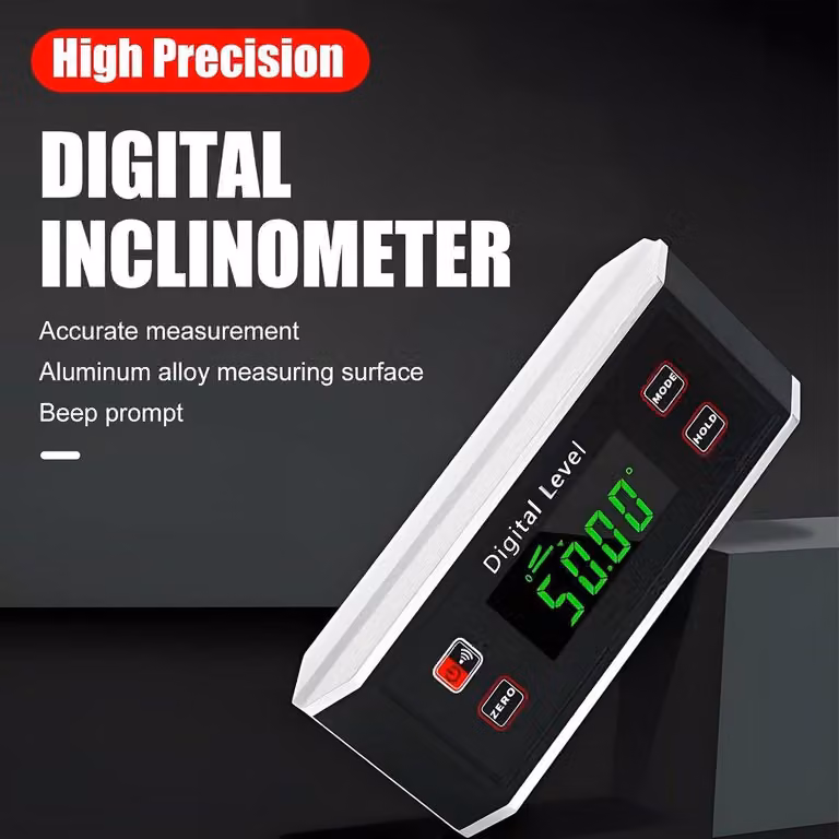 Goniometro digitale e misuratore di angoli con custodia, livella digitale automatica per la lavorazione del legno e lavori di precisione