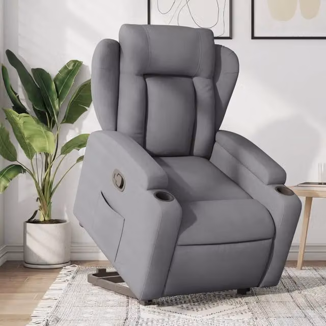 Poltrona Alzapersona Reclinabile vidaXL Grigio con Assistenza Elettrica e Braccioli in Tessuto