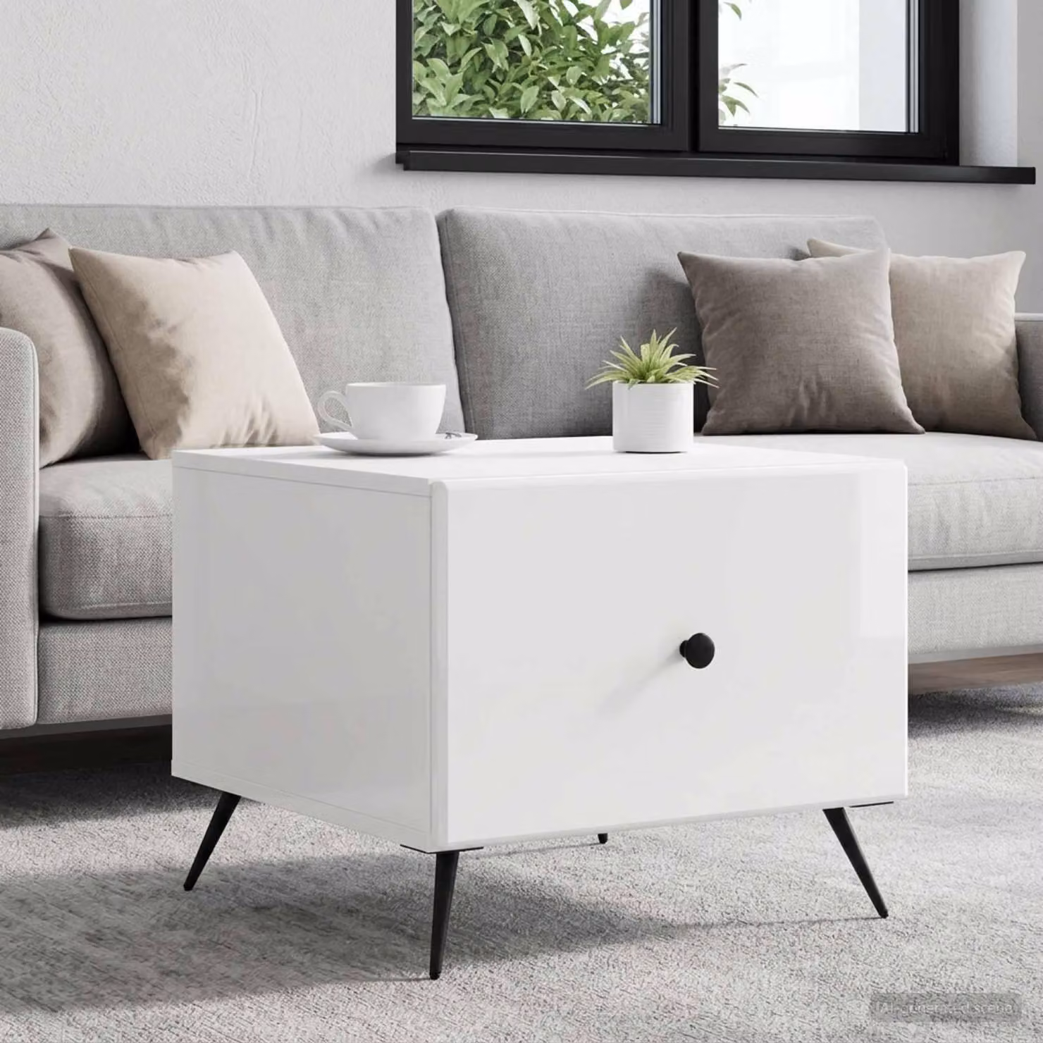 Maison Exclusive - Tavolino bianco lucido 49 x 50 x 40 cm in materiale derivato dal legno
