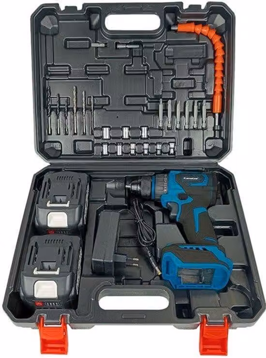 Trapano avvitatore elettrico con motore brushless e batteria al litio - Diametro del mandrino: 10 mm - Include accessori