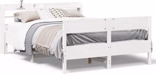 Letto matrimoniale | Letto per adulti | Letto senza Materasso Bianco 140x190 cm Legno Massello di Pino