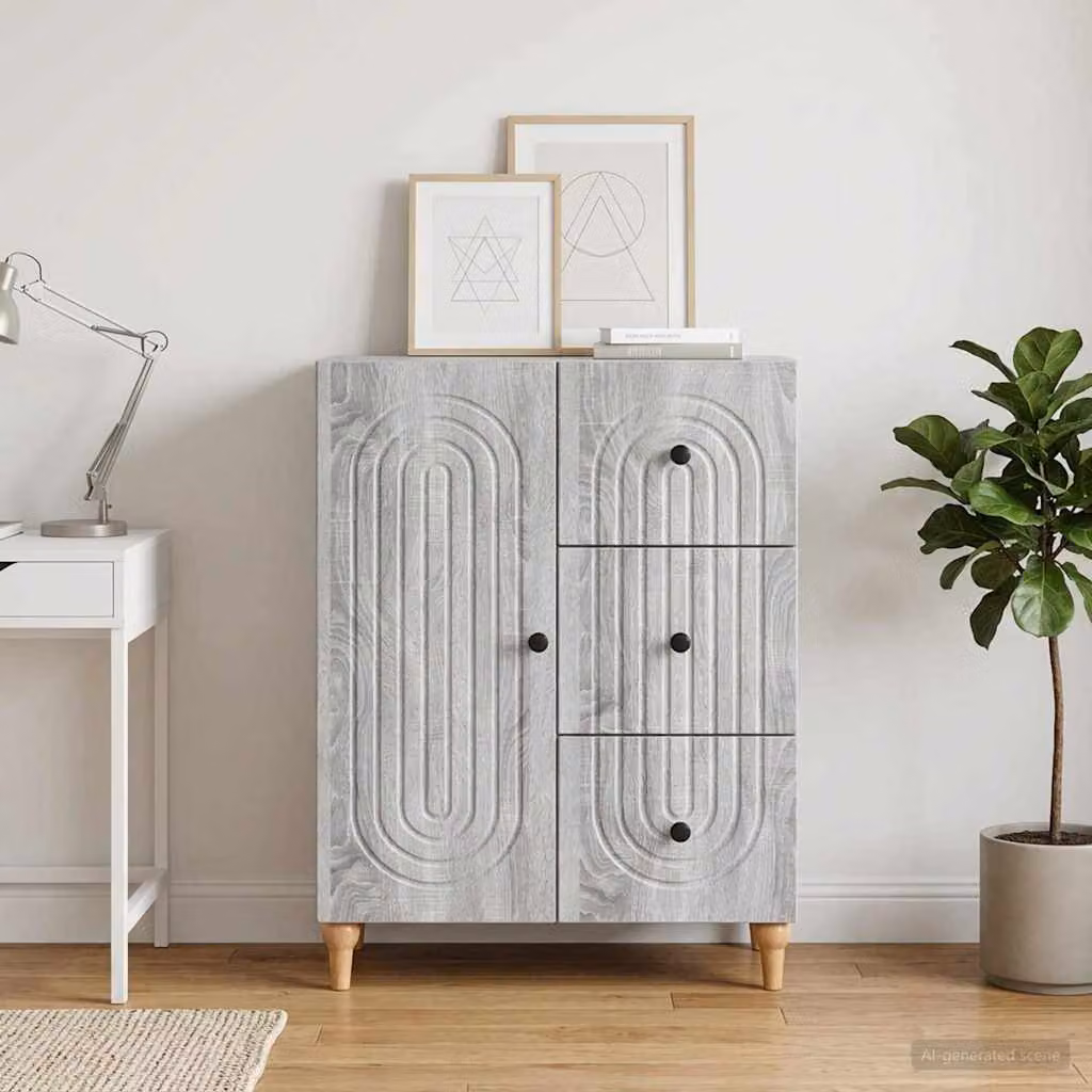 Credenza vidaXL in legno ingegnerizzato Grigio Sonoma, stile moderno, L: 66 cm, P: 34,5 cm, H: 90 cm