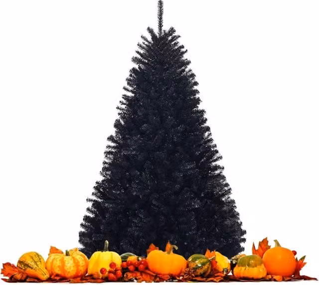 Albero di Natale artificiale nero con base in metallo, Altezza: 180 cm – 1