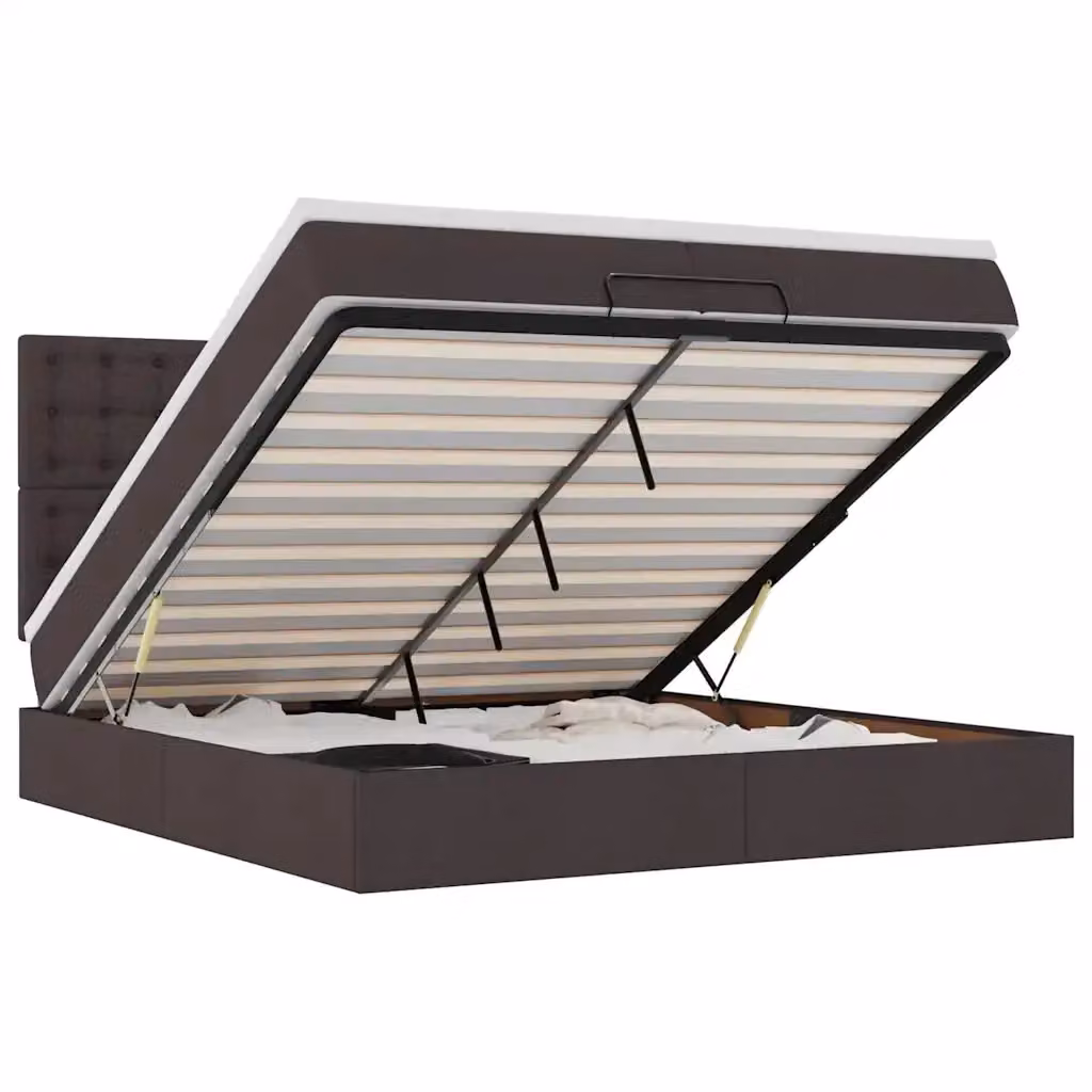 Struttura Letto con Contenitore a Sollevamento vidaXL in Tessuto con Materasso L/P: 200 x 200 cm – 2