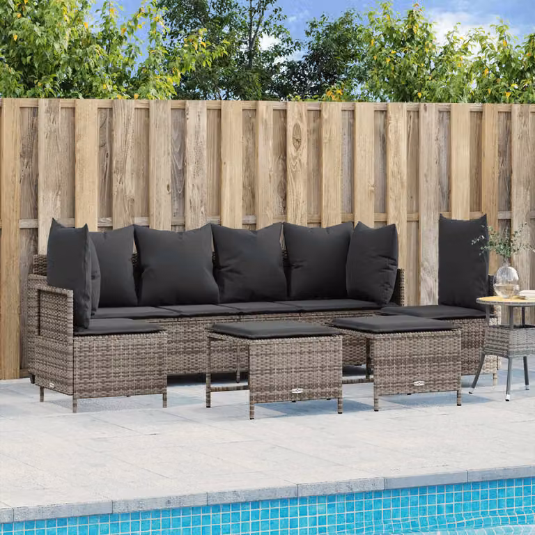 Maison Exclusive - Set Divano da Giardino 5 pz con Cuscini Grigio in Polyrattan