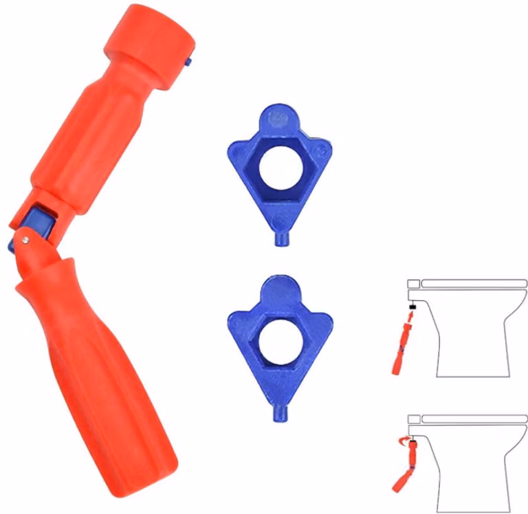 Chiave di montaggio per sedili WC – Utensile universale per sedili WC – Chiave di installazione da 10/13/17 mm – Utensile per la riparazione di sedili WC – Colore: rosso