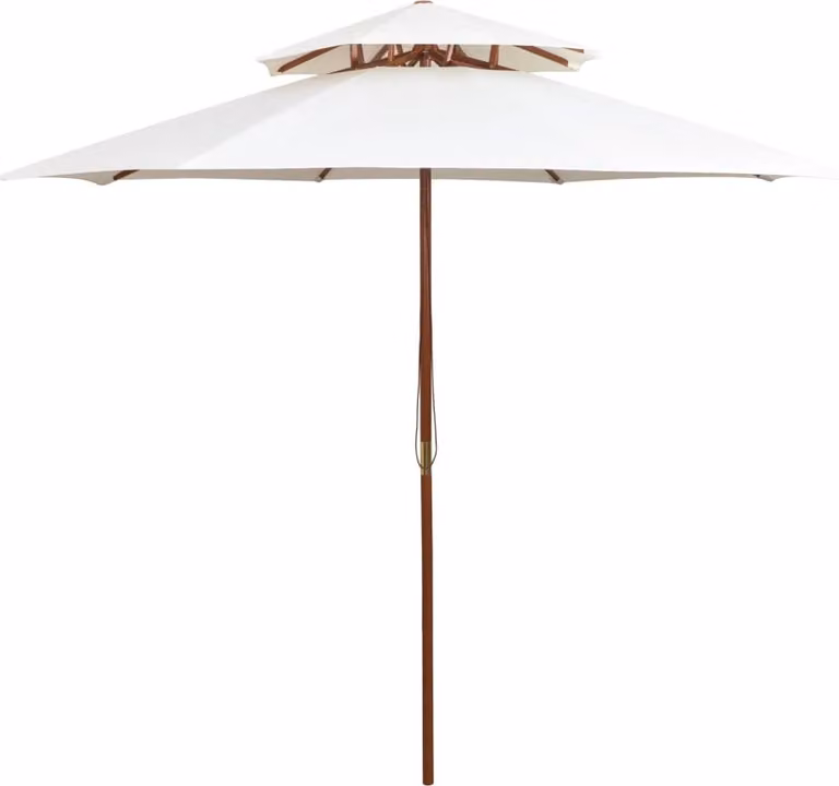 Maison Exclusive - Ombrellone a doppio strato 270×270 cm Palo in legno Bianco crema