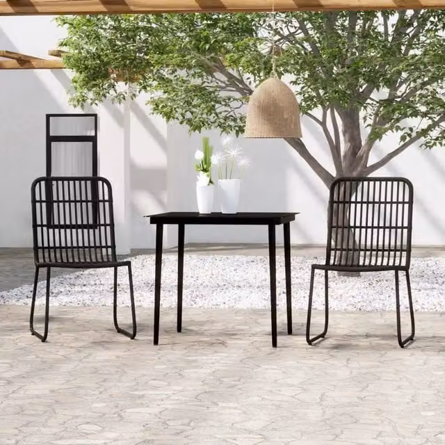 Set da Pranzo da Giardino 3 pz Nero 3099179