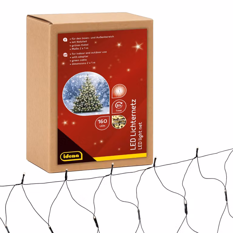 Catena luminosa a LED, 160 LED bianchi caldi, lunghezza 2x1 metro, con timer