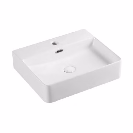Mereo Keramika - Lavabo da appoggio, 500x420 mm, con troppopieno, foro per rubinetto, bianco UC504212