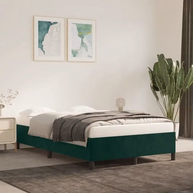 Giroletto senza Materasso-Struttura Letto Verde Scuro 120x190 cm Velluto 712098