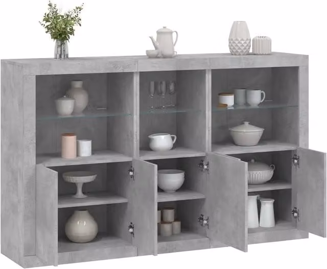 Credenza moderna vidaXL con luci LED integrate in grigio, L: 162 cm, P: 37 cm, H: 100 cm – 1