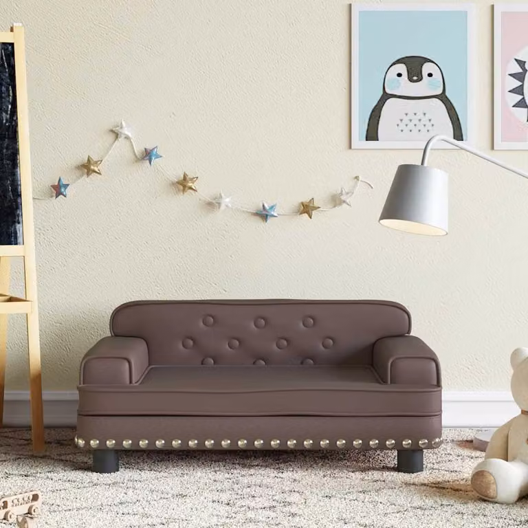 vidaXL Divano per bambini in similpelle marrone L: 70 cm, P: 45 cm, H: 30 cm