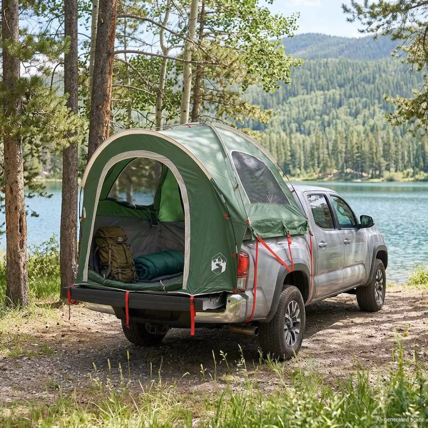 Tenda da auto vidaXL verde per 2 persone in poliestere e acciaio L: 255 cm, P: 181 cm, H: 178 cm