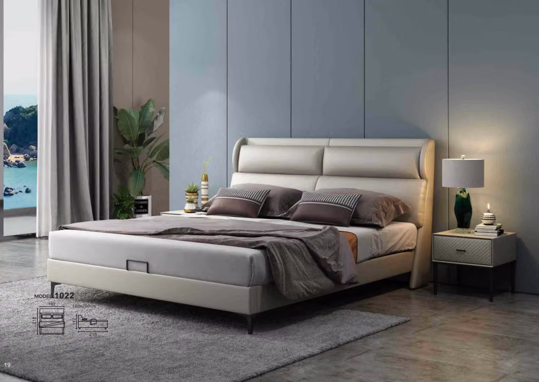 Hochwertiges Luxus Doppel Bett Betten Polster Design Ehe Hotel Leder Textil
