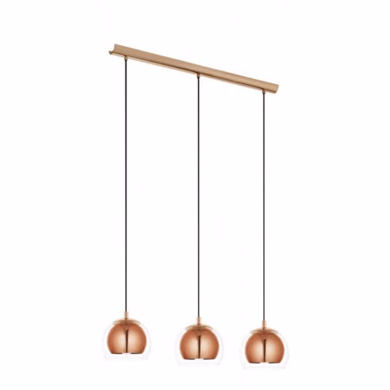 Lampadario Contemporaneo Rocamar 3 Luci Acciaio Rame