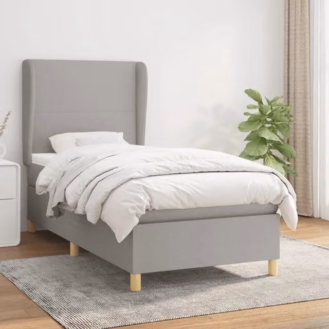 Letto Ibrido vidaXL con Giroletto a Molle e Materasso Grigio Chiaro e Bianco L/P/H: 203 x 83 x 128 cm