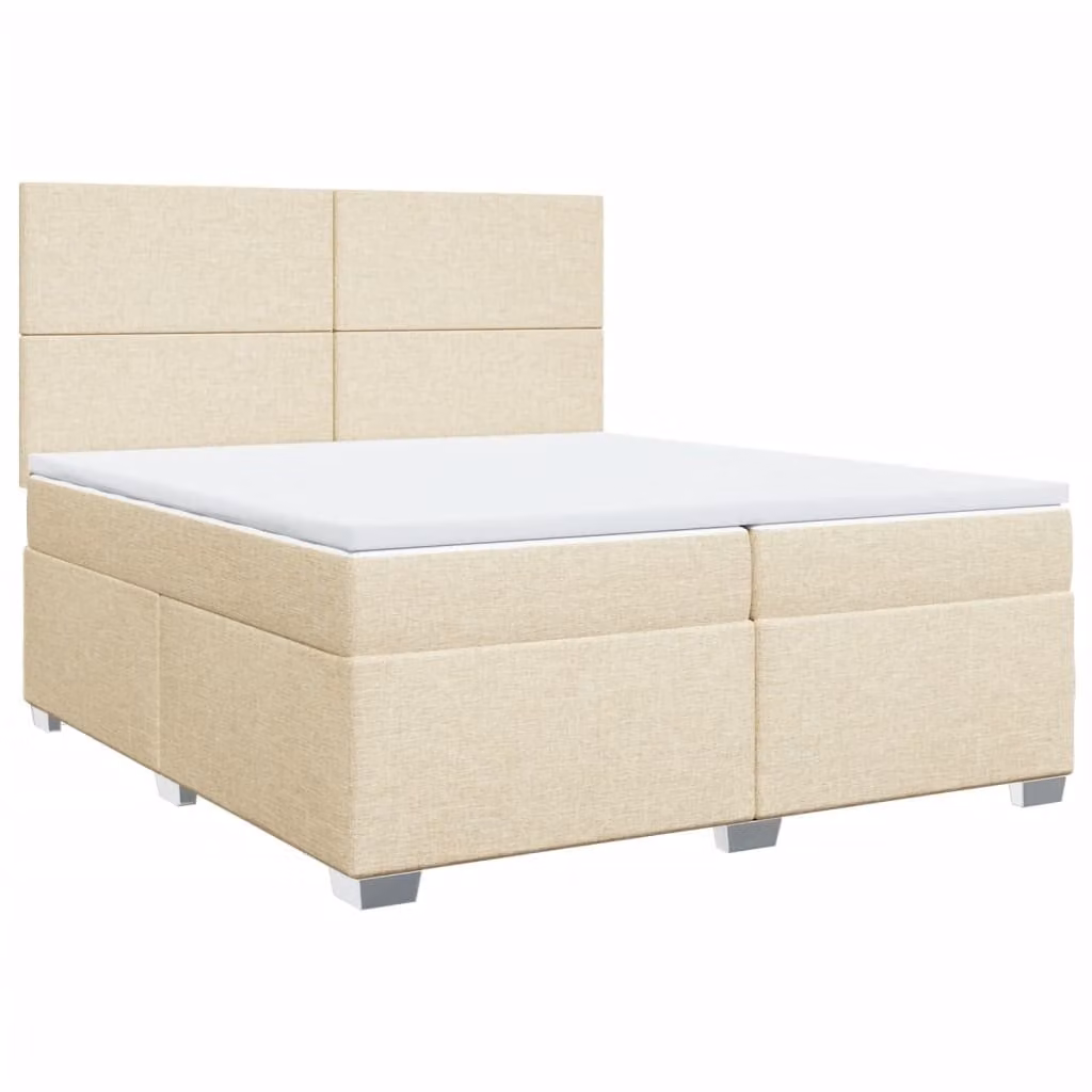 Giroletto a Molle con Materasso Crema 200x200 cm in Tessuto