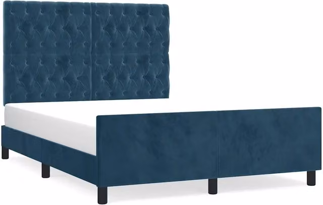 Letto matrimoniale | Letto per adulti | Giroletto senza Materasso Blu Scuro 140x200 cm Velluto